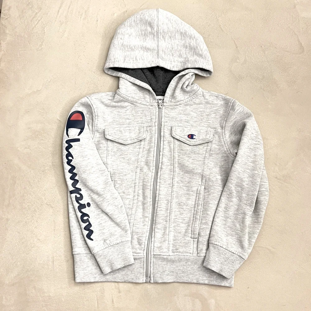 CHAMPION Kids Zip up Hoodie,‎ Grey, Sm